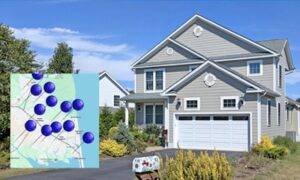 The new paradigm: Showing an image of a home, with a map with pins on the lower left corner, to help you understand common mistakes home sellers make when selling their home.